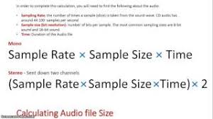 calculations audio file size you