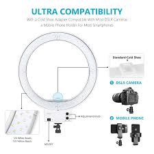 Neewer Neewer 18 Inch White Led Ring Light With Light Stand Lighting Kit Dimmable 42w 3200 5600k With Soft Filter Hot Shoe Adapter