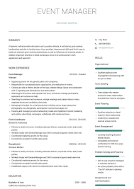 1) write a job application. Event Manager Resume Samples And Templates Visualcv