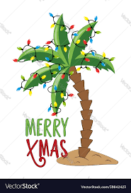 palm tree and christmas lights vector image