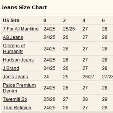 Not 4 Sale Jeans Size Conversion Chart