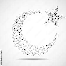 abstract crescent moon and star from