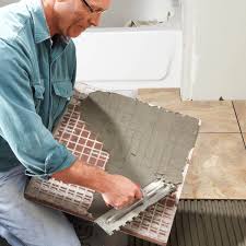 ceramic tile floor in the bathroom