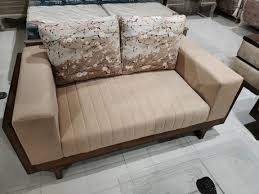 modern wooden 2 seater sofa set