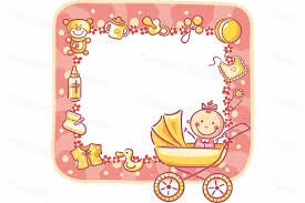 frame with baby things and copy e