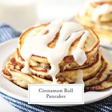 easy cinnamon roll pancakes with a