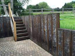 Retaining Wall With Azobe Railway Sleepers