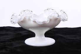 Fenton Silver Crest Milk Glass Candy Dish