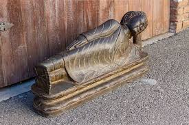 Black Stone Asian Reclining Carved