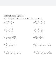 Solving Rational Equations Activity
