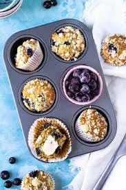 Homemade Blueberry Muffins With Frozen Blueberries gambar png