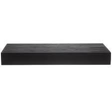 Black Floating Wood Wall Shelf 24