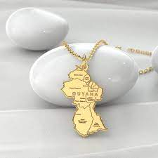14k gold guyana map necklace delicate