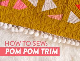 how to sew pom pom trim to a quilt