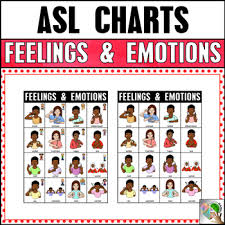 Asl American Sign Language Feelings And Emotions Charts
