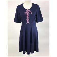 Maeve Navy Purple By Anthropologie Lace Up Sleeve Short Casual Dress Size 8 M