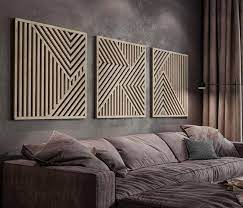 Large Modern Wood Wall Art Set Of 3