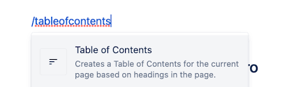 insert the table of contents macro