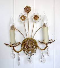 Brass Lead Crystal Wall Lamp From