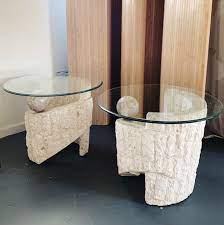 Postmodern Tesated Stone Side Table