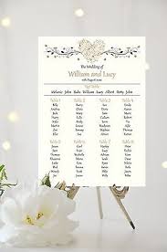 Hearts Wedding Table Plan Seating Plan Sign Chart White Or