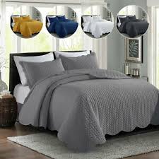 3 piece quilted bedspread bed throw