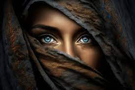 expressive eyes of an oriental woman in