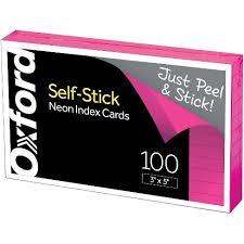 If you're not satisfied with any target owned brand item, return it within one year with a receipt for an exchange or a refund. Oxford Self Stick Index Cards 3 X 5 Ruled Neon 100 Per Pack 2656876 Target