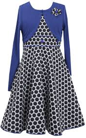 Bonnie Jean Big Girls Plus Size Royal Blue Black Dotted Fit Flare Social Dress