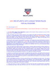 2015 Mid Atlantic Usta League Tennis Rules For All