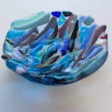 Hand Made Blue Decorative Glass Bowl