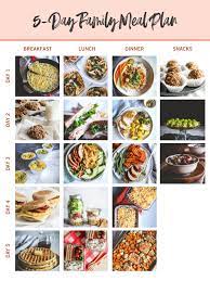 5 day family meal plan ping list