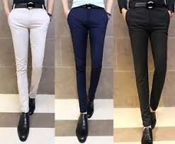 Details About New Mens Fashion Solid Skinny Fit Tapered Flat Front Casual Dress Pants 5 Size