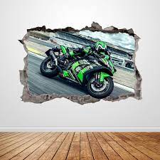 Motorcycle Wall Decal Smashed 3d