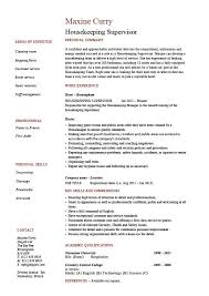 Housekeeping Supervisor Resume Cleaning Example Sample