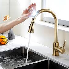 gold finish touch kitchen sensor faucet