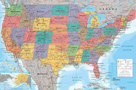 Details About Map Of Usa United States America Poster 61x91cm Educational Wall Chart Picture