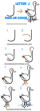 Yeah, we are here to drive this mission successful. How To Draw Cartoon Goose Or Duck From Letter J Shape Easy Step By Step Drawing Lesson For Kids How To Draw Step By Step Drawing Tutorials