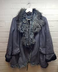 Fur Trimmed Jacket Coat Size Small A24