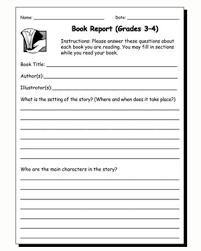 Second Grade Book Report Template   Book Report Form for  nd   rd  and  th