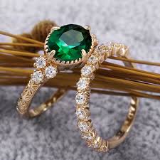 2pcs set luxury emerald shiny diamond