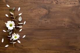Wooden Background With Flowers Photo Free Download