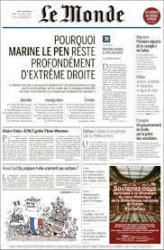 Journal Le Monde (France). Les Unes des journaux de France. Édition du  lundi, 24 de octobre de 2016. Kiosko.net