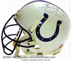 A glow in the dark colts helmet made with perler beads. Indianapolis Colts Game Used Autographed Helmet An Football Lot 19498 Heritage Auctions