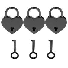 Blesiya Retro Heart Shape Padlock Keys Luggage Diary Jewelry Box Lock Set