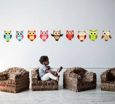 Full Colour Wall Decal Cute Set Of Owls