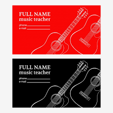 Music Teacher Business Card Guitar Education Vector