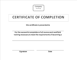 Template Certificate Of Completion Training Format Sample On