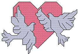 Loving Doves On Heart Cross Stitch Pattern Chart Cross Stitch Chart Suitable For Cards Frames Good For Anniversaries Engagment Weddings Etc