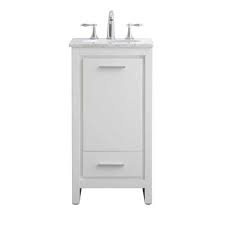 H single bathroom vanity in white with carrara white marble Elegent 18 Inch Bathroom Vanity Philipo Color Matt White